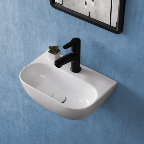 Paklorde 11.22'' White Ceramic Oval Wall Mount Bathroom Sink & Reviews